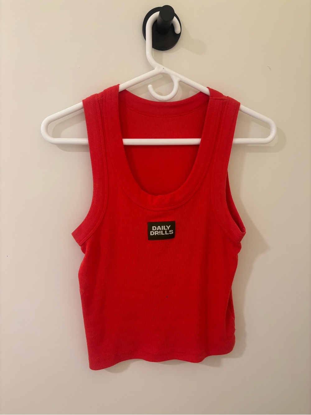 Red Daily Drills Ribbed Logo Tank